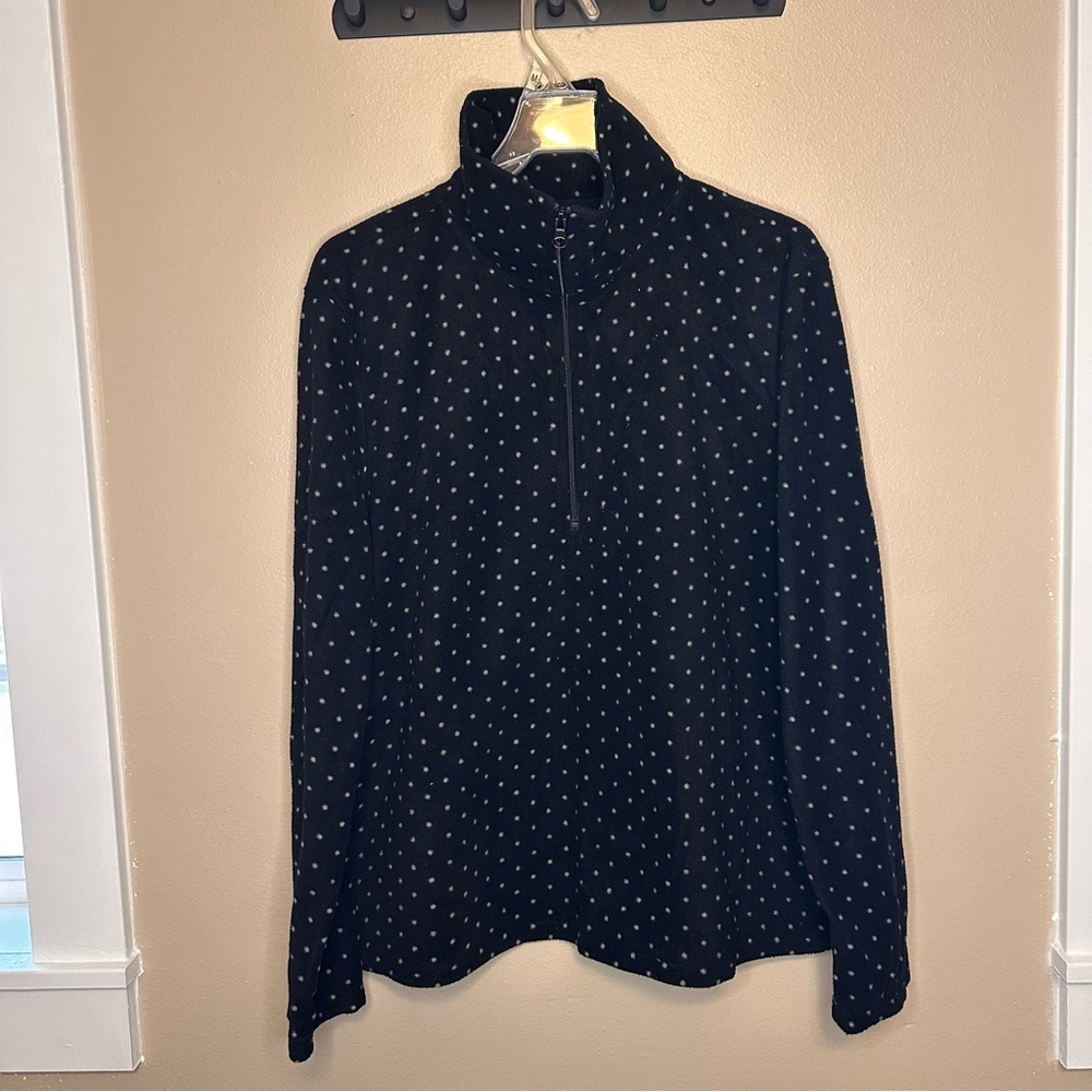 Silverwear Black and White Polka Dot Half-Zip Fleece Pullover XL